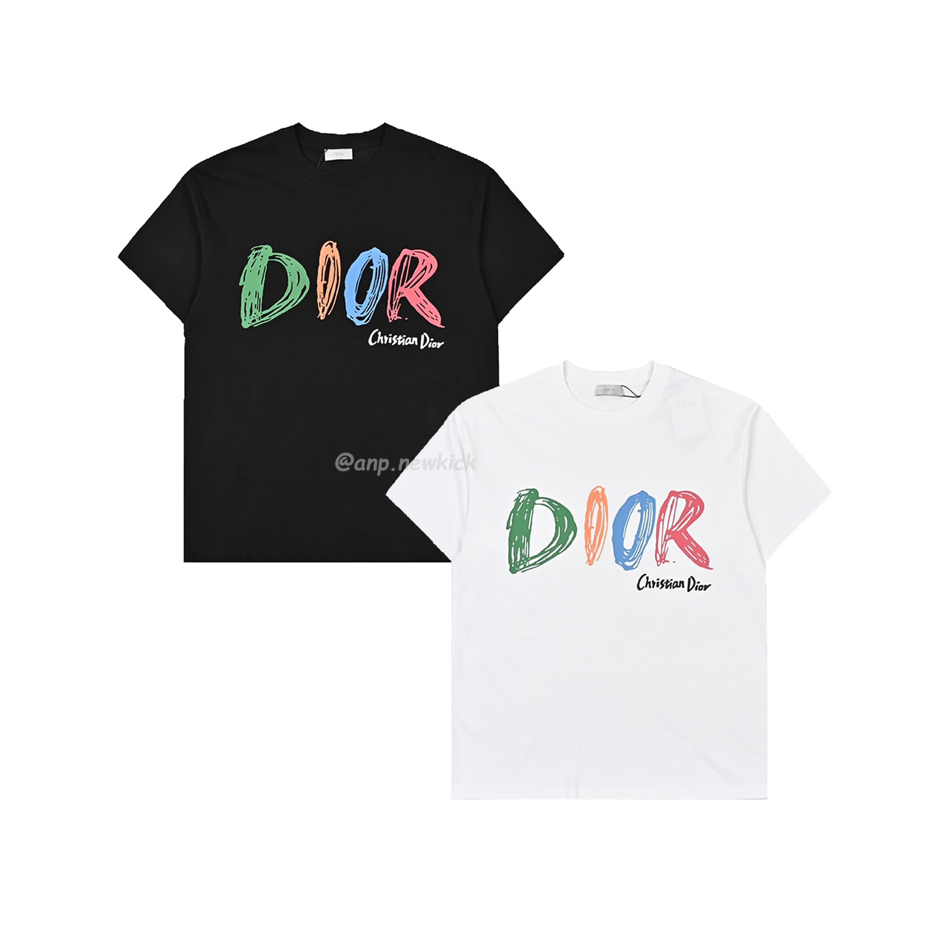 Dior Hand Drawn Logo Graffiti Inspired Short Sleeved T Shirt (1) - newkick.app